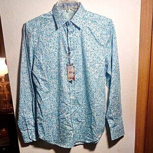 NWT ROBERT GRAHAM Madrone Men's Blue Long-Sleeve Button Down Shirt Size: S
